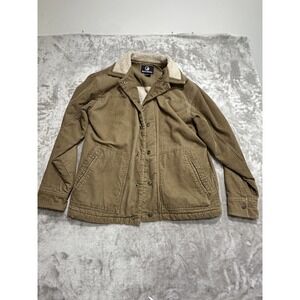 BULLHEAD Corduroy Jacket Men's Large Sherpa Lined Button Up Front Beige